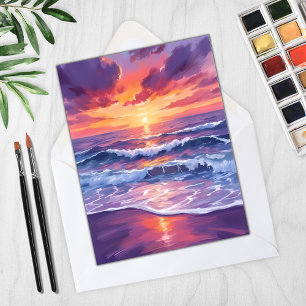 Violet Tide   Paarse Zonsondergang Oceaan Golven K
