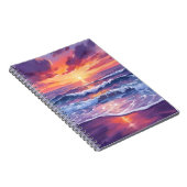 Violet Tide | Purple Sunset Ocean Waves Painted Notitieboek (Rechterzijde)