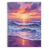 Violet Tide | Purple Sunset Ocean Waves Painted Notitieboek (Voorkant)