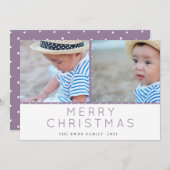 Violet Tidings Polka Dot Christmas Foto Feestdagenkaart (Voorkant / Achterkant)
