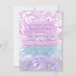 Violet Tiffany Glitter Ombre Floral Sparkly Bride Kaart
