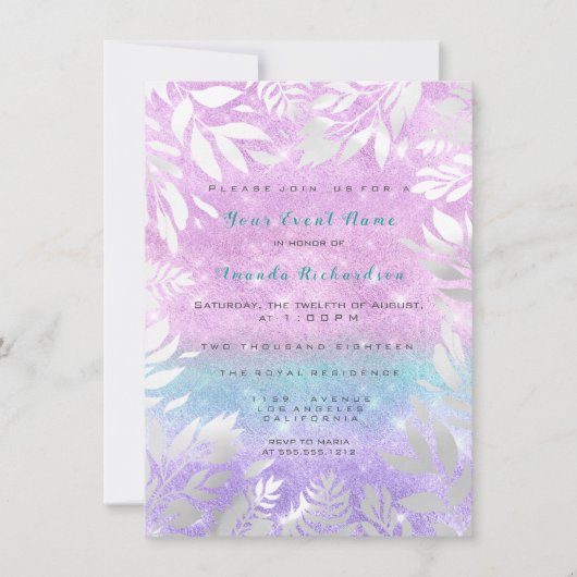 Violet Tiffany Glitter Ombre Floral Sparkly Bride Kaart (Voorkant)
