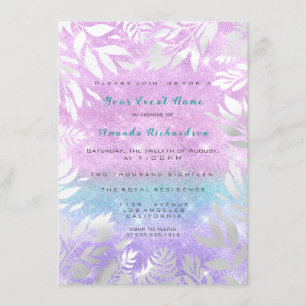 Violet Tiffany Glitter Ombre Floral Sparkly Bride Kaart