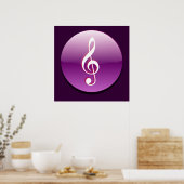 Violet Treble Clef Button Poster (Keuken)