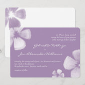 Violet Tropische Waterverf Flowers Wedding Invites Kaart (Voorkant / Achterkant)