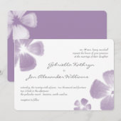 Violet Tropische Waterverf Flowers Wedding Invites Kaart (Voorkant / Achterkant)