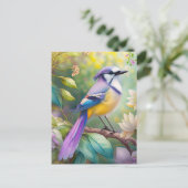 Violet Tufted Jay Fantasy Bird Briefkaart (Staand voorkant)