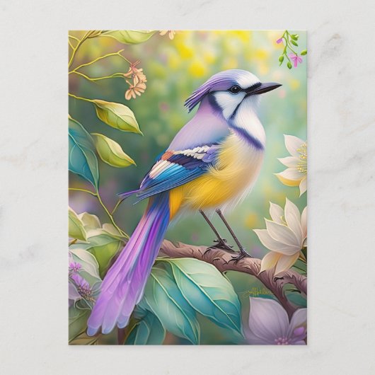 Violet Tufted Jay Fantasy Bird Briefkaart (Voorkant)