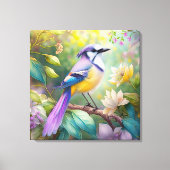 Violet Tufted Jay Fantasy Bird Canvas Afdruk (Voorkant)