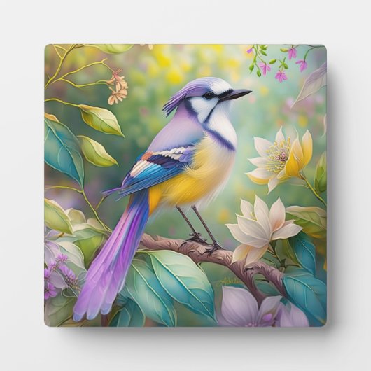 Violet Tufted Jay Fantasy Bird Fotoplaat (Voorkant)