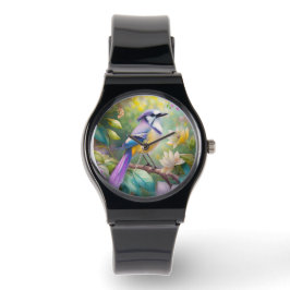 Violet Tufted Jay Fantasy Bird Horloge