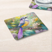 Violet Tufted Jay Fantasy Bird Kartonnen Onderzetters (Schuin)