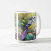 Violet Tufted Jay Fantasy Bird Koffiemok (Voorkant rechts)