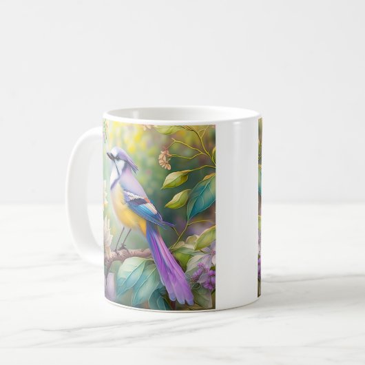 Violet Tufted Jay Fantasy Bird Koffiemok (Voorkant links)