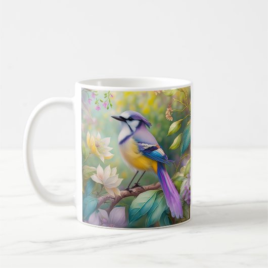 Violet Tufted Jay Fantasy Bird Koffiemok (Links)