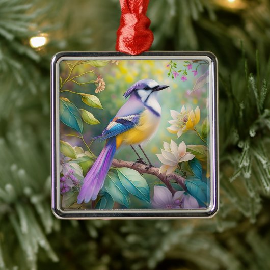 Violet Tufted Jay Fantasy Bird Metalen Ornament (Boom)