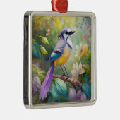 Violet Tufted Jay Fantasy Bird Metalen Ornament (Rechts)