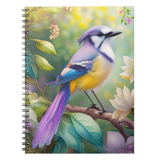 Violet Tufted Jay Fantasy Bird Notitieboek (Voorkant)