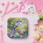 Violet Tufted Jay Fantasy Bird Papieren Bordje (Feest)