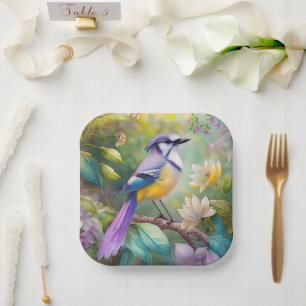 Violet Tufted Jay Fantasy Bird Papieren Bordje