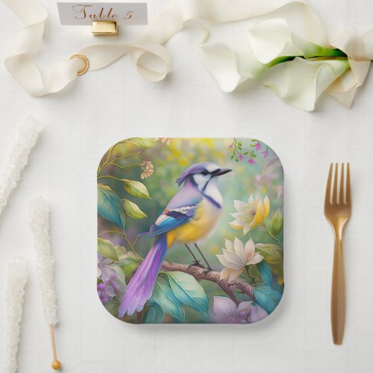 Violet Tufted Jay Fantasy Bird Papieren Bordje (Huwelijk)