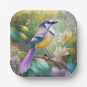 Violet Tufted Jay Fantasy Bird Papieren Bordje (Voorkant)