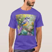 Violet Tufted Jay Fantasy Bird T-shirt (Voorkant)