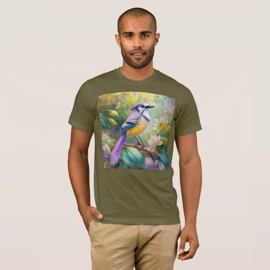 Violet Tufted Jay Fantasy Bird T-shirt (Voorkant volledig)