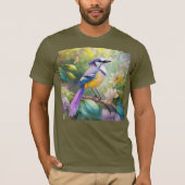 Violet Tufted Jay Fantasy Bird T-shirt (Voorkant)