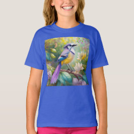 Violet Tufted Jay Fantasy Bird T-shirt