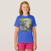 Violet Tufted Jay Fantasy Bird T-shirt (Voorkant volledig)