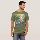 Violet Tufted Jay Fantasy Bird T-shirt (Voorkant volledig)