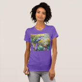 Violet Tufted Jay Fantasy Bird T-shirt (Voorkant volledig)