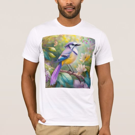 Violet Tufted Jay Fantasy Bird T-shirt (Voorkant)
