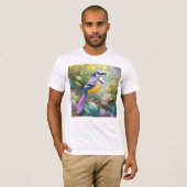 Violet Tufted Jay Fantasy Bird T-shirt (Voorkant volledig)