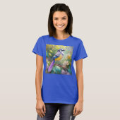 Violet Tufted Jay Fantasy Bird T-shirt (Voorkant volledig)