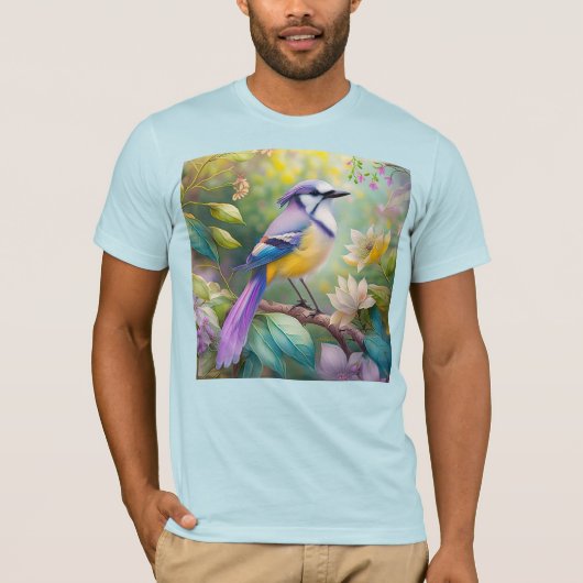 Violet Tufted Jay Fantasy Bird T-shirt (Voorkant)