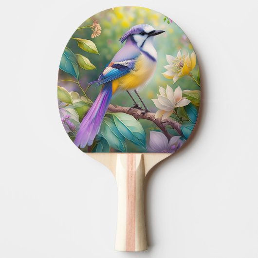 Violet Tufted Jay Fantasy Bird Tafeltennisbatje (Voorkant)