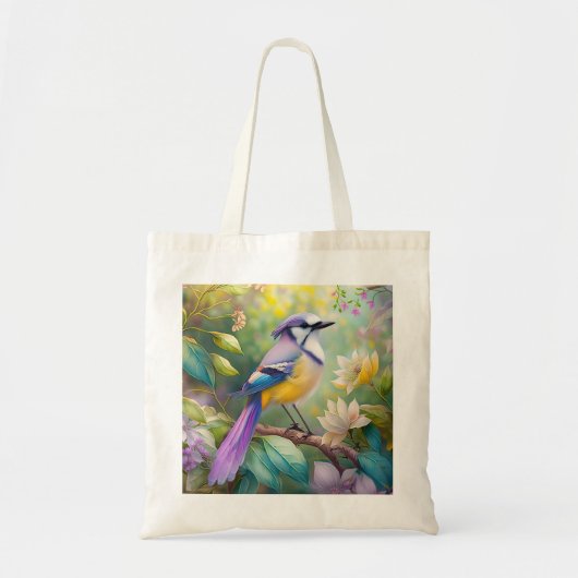 Violet Tufted Jay Fantasy Bird Tote Bag (Voorkant)