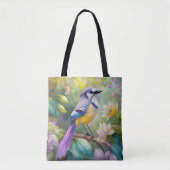 Violet Tufted Jay Fantasy Bird Tote Bag (Voorkant)