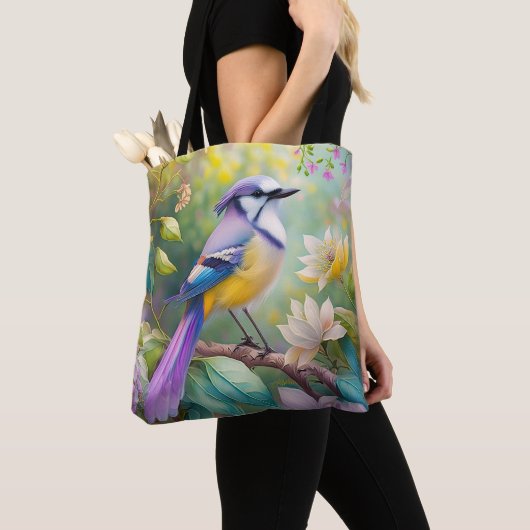 Violet Tufted Jay Fantasy Bird Tote Bag (Dichtbij)