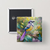 Violet Tufted Jay Fantasy Bird Vierkante Button 5,1 Cm (Voorkant /achterkant)