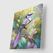 Violet Tufted Jay Fantasy Bird Vierkante Klok (Hoek)