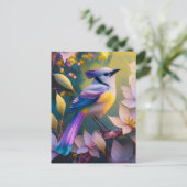 Violet Tufted Yellow Breasted Fantasy Bird Briefkaart (Staand voorkant)