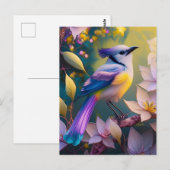 Violet Tufted Yellow Breasted Fantasy Bird Briefkaart (Voorkant / Achterkant)