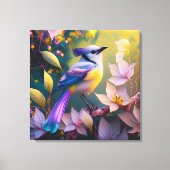 Violet Tufted Yellow Breasted Fantasy Bird Canvas Afdruk (Voorkant)