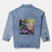 Violet Tufted Yellow Breasted Fantasy Bird Denim Jacket (Achterkant)