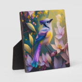 Violet Tufted Yellow Breasted Fantasy Bird Fotoplaat (Voorkant)