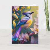 Violet Tufted Yellow Breasted Fantasy Bird Kaart (Voorkant)