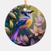 Violet Tufted Yellow Breasted Fantasy Bird Keramisch Ornament (Voorkant)